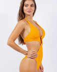 One Piece Bathing Suit Open Top with Cut Out Waist