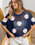 BiBi Baseball Patch Short Sleeve Net Cover-Up