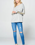 e Luna Multi Striped Solid Sweatshirt