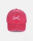 Zenana Bow Embroidered Washed Cotton Caps