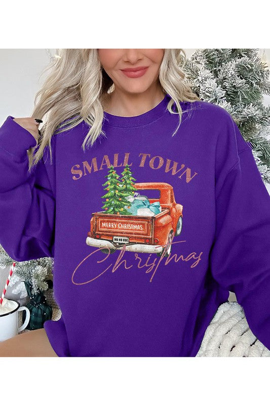 Small Town Christmas Truck Unisex Fleece Sweatshirt