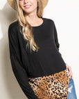 e Luna Plus Solid Cheetah Mixed Casual Top