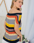 e Luna Striped Offshoulder Top