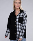 Plaid Flap Drop Shoulder Shacket