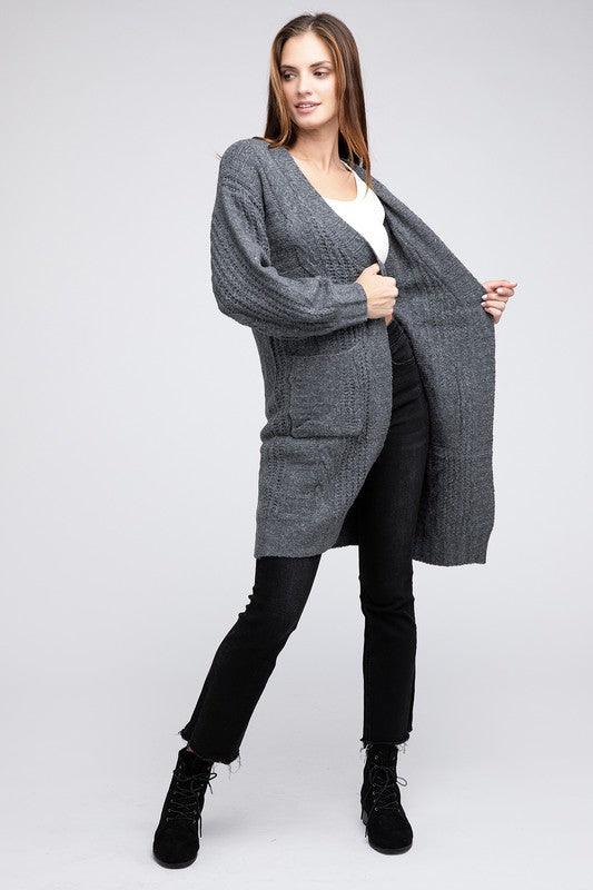 Twist Knitted Long Cozy Cardigan - Oatmeal - Final Sale