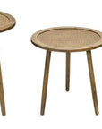 Rattan Wood Accent Table (Set of 3)