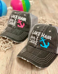 Lake Hair Don't Care Blue or Pink Anchor Trucker Hat