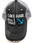 Lake Hair Don't Care Blue or Pink Anchor Trucker Hat