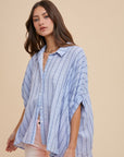 Annie Wear Striped Button Up Half Sleeve Shirt