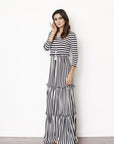 Stripe three tiered maxi dress