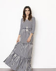 Stripe three tiered maxi dress