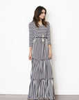 Stripe three tiered maxi dress