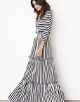 Stripe three tiered maxi dress