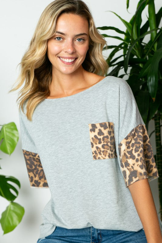 e Luna Terry Solid Animal Boxy Top