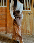 Solid Lace Patchwork Hem Maxi Skirt