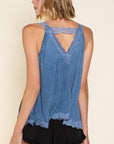POL Lace Trim Halter Top with Back Strap - Online Only
