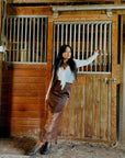 Solid Lace Patchwork Hem Maxi Skirt
