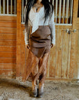 Solid Lace Patchwork Hem Maxi Skirt