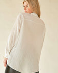 Davi & Dani Crinkled Jacquard Button Down Shirt