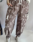 Western Cactus Cowgirl Drawstring Jogger Pants