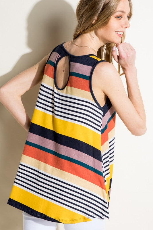 e Luna Multi Stripe Jersey Tank Top