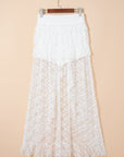Sheer Lace Ruffle Tiered High-Low Skirt