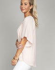 Solid Notched Neck Blouse - Online Only