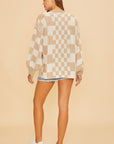 Annie Wear Checkered Open Front Drop Shoulder Cardigan