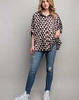 Light Satin Print Button Down Shirt