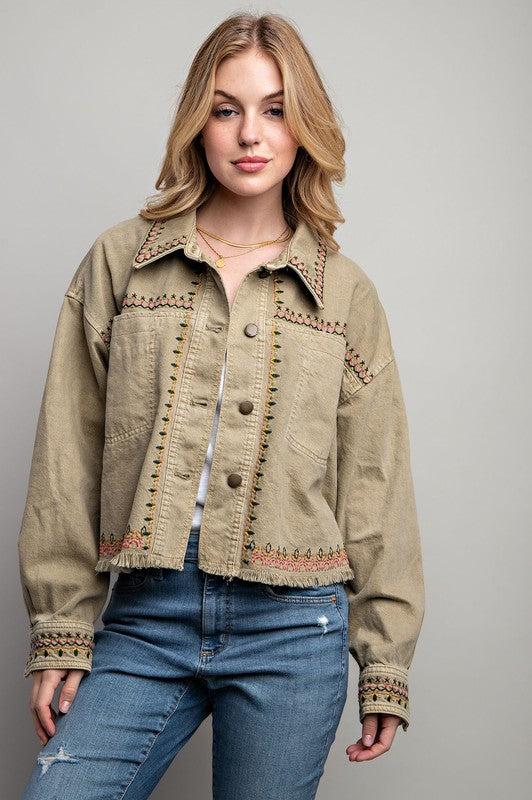 Embroidered Wash Cotton Jacket