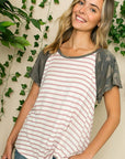 e Luna PLUS Striped Camo Twist Top