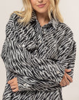 HYFVE Zebra Print Snap Down Long Sleeve Shacket