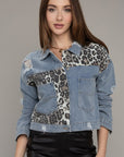 Leopard Patchwork Denim Jacket