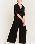 Jade By Jane Basic Collar Shirt Wide leg Jumpsuit