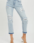 RISEN Mid-Rise Sequin Patched Jeans
