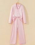 Pink Gingham Button-Front Pajama Set