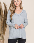 Reborn J V Neck Long Sleeve Top