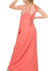 Zenana V-Neck Cami Maxi Dress w Side Pockets