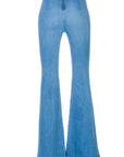 O2 Denim Zipper Back Faded Denim Flares