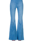 O2 Denim Zipper Back Faded Denim Flares