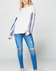 e Luna Multi Striped Solid Sweatshirt