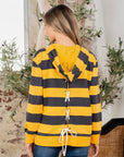 Full Size Drawstring Striped Long Sleeve Hoodie