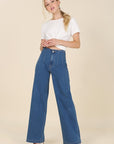 Flared High Waist Pin-tuck Jeans - Online Only