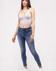 Zenana Washed Ribbed Cropped V-Neck Tank Top