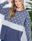 e Luna Polka Dot Colorblock Top