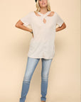 Celeste Full Size Crisscross Cutout Short Sleeve T-Shirt