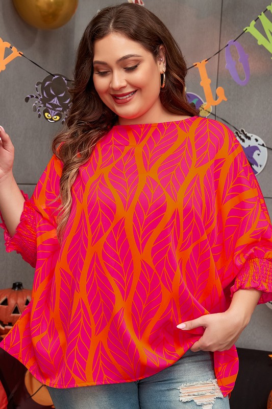 PLUS Women Smocked Lantern Sleeve Plus Size Blouse