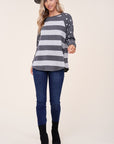 e Luna Dot Stripe Mixed Sweatshirt