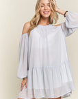 ADORA Cold Shoulder Balloon Sleeve Mini Dress