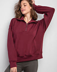 Rae Mode Modal Poly Span Quarter Zip Funnel Neck Pullover